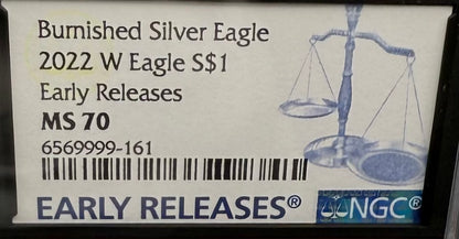 Burnished 2023 (W) $1 American Silver Eagle NGC MS70 Black Core - 1 of 2981