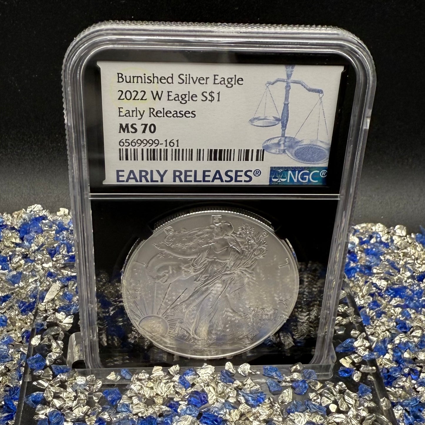 Burnished 2023 (W) $1 American Silver Eagle NGC MS70 Black Core - 1 of 2981