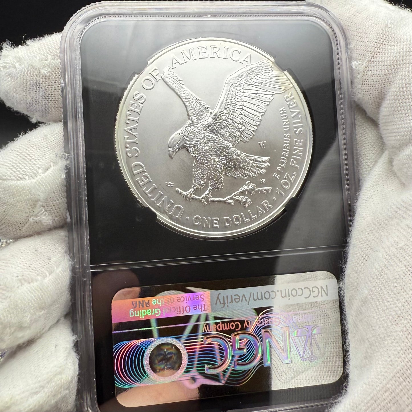 Burnished 2023 (W) $1 American Silver Eagle NGC MS70 Black Core - 1 of 2981