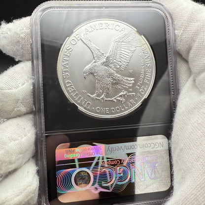 Burnished 2023 (W) $1 American Silver Eagle NGC MS70 Black Core - 1 of 2981