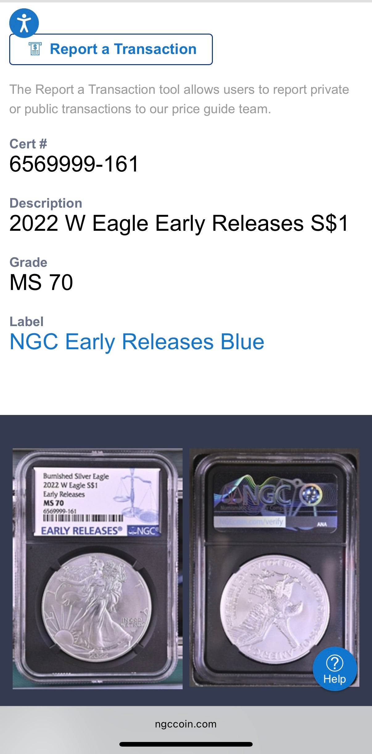 Burnished 2023 (W) $1 American Silver Eagle NGC MS70 Black Core - 1 of 2981