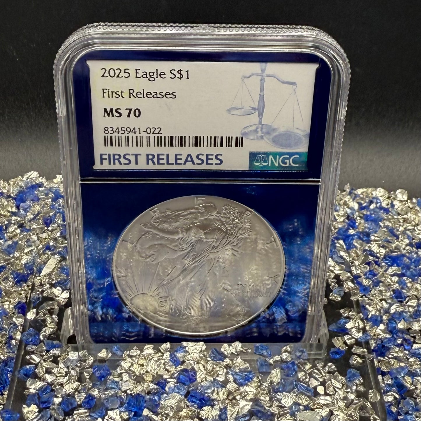 2025 $1 American Silver Eagle NGC MS70 First Releases Classic Blue Label in Blue Foil Holder Rare