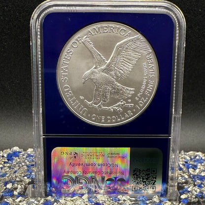 2025 $1 American Silver Eagle NGC MS70 First Releases Classic Blue Label in Blue Foil Holder Rare