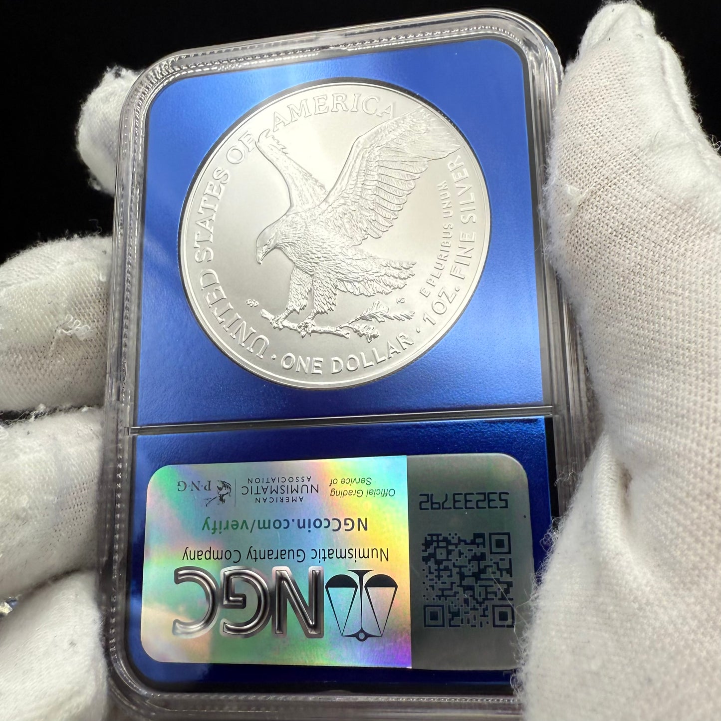 2025 $1 American Silver Eagle NGC MS70 First Releases Classic Blue Label in Blue Foil Holder Rare