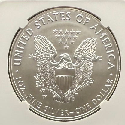 2017 Burnished $1 American Silver Eagle NGC MS70 FDOI  Blue Label Signed by Edmund C. Moy (38th Director of the US Mint) Authentic Hand Signed (Rare 1 of 494)