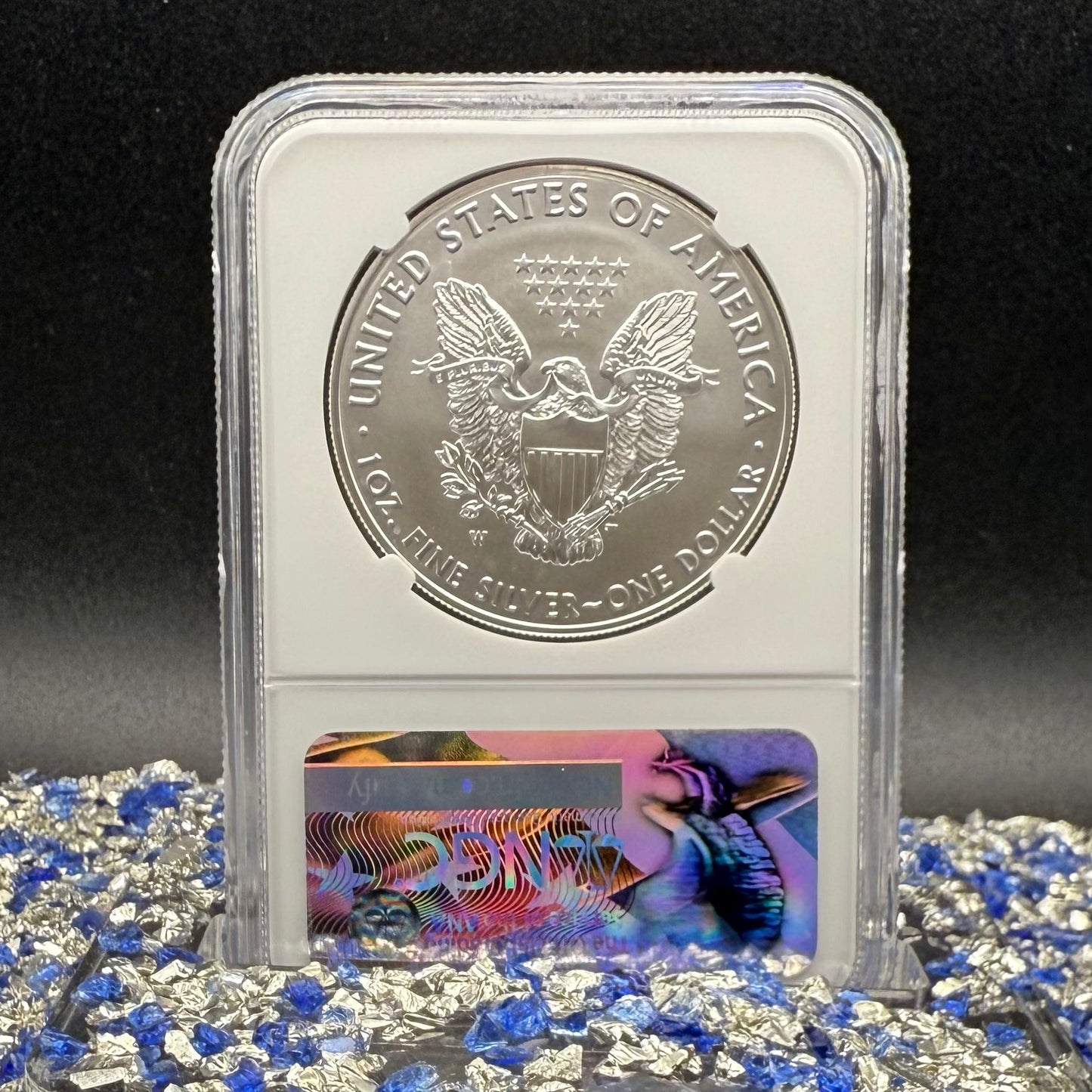 2017 Burnished $1 American Silver Eagle NGC MS70 FDOI  Blue Label Signed by Edmund C. Moy (38th Director of the US Mint) Authentic Hand Signed (Rare 1 of 494)