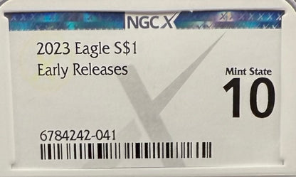 2023 $1 American Silver Eagle NGC MS70 Early Releases NGCX Label 1 of 1,007 Mint