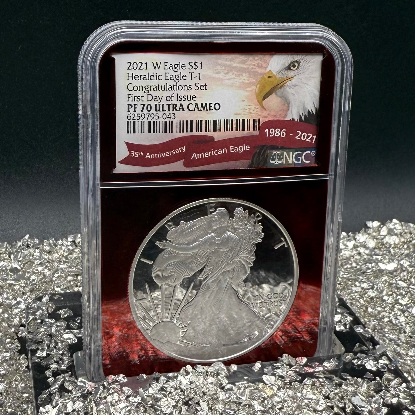 Proof 2021 (W) $1 American Silver Eagle NGC PF70 Type 1 First Releases Congratulations Set Rare Red Foil Holder