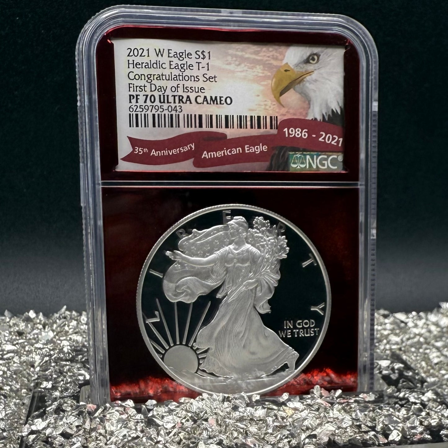 Proof 2021 (W) $1 American Silver Eagle NGC PF70 Type 1 First Releases Congratulations Set Rare Red Foil Holder