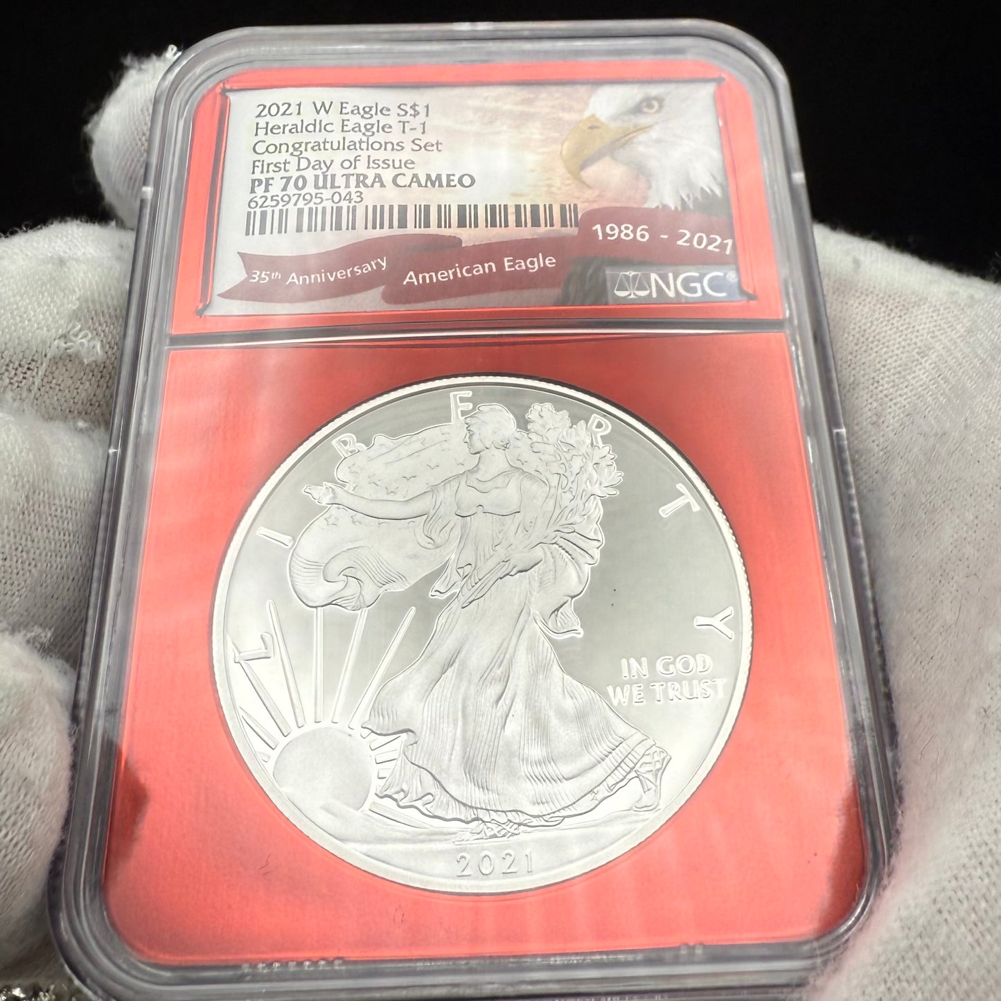 Proof 2021 (W) $1 American Silver Eagle NGC PF70 Type 1 First Releases Congratulations Set Rare Red Foil Holder