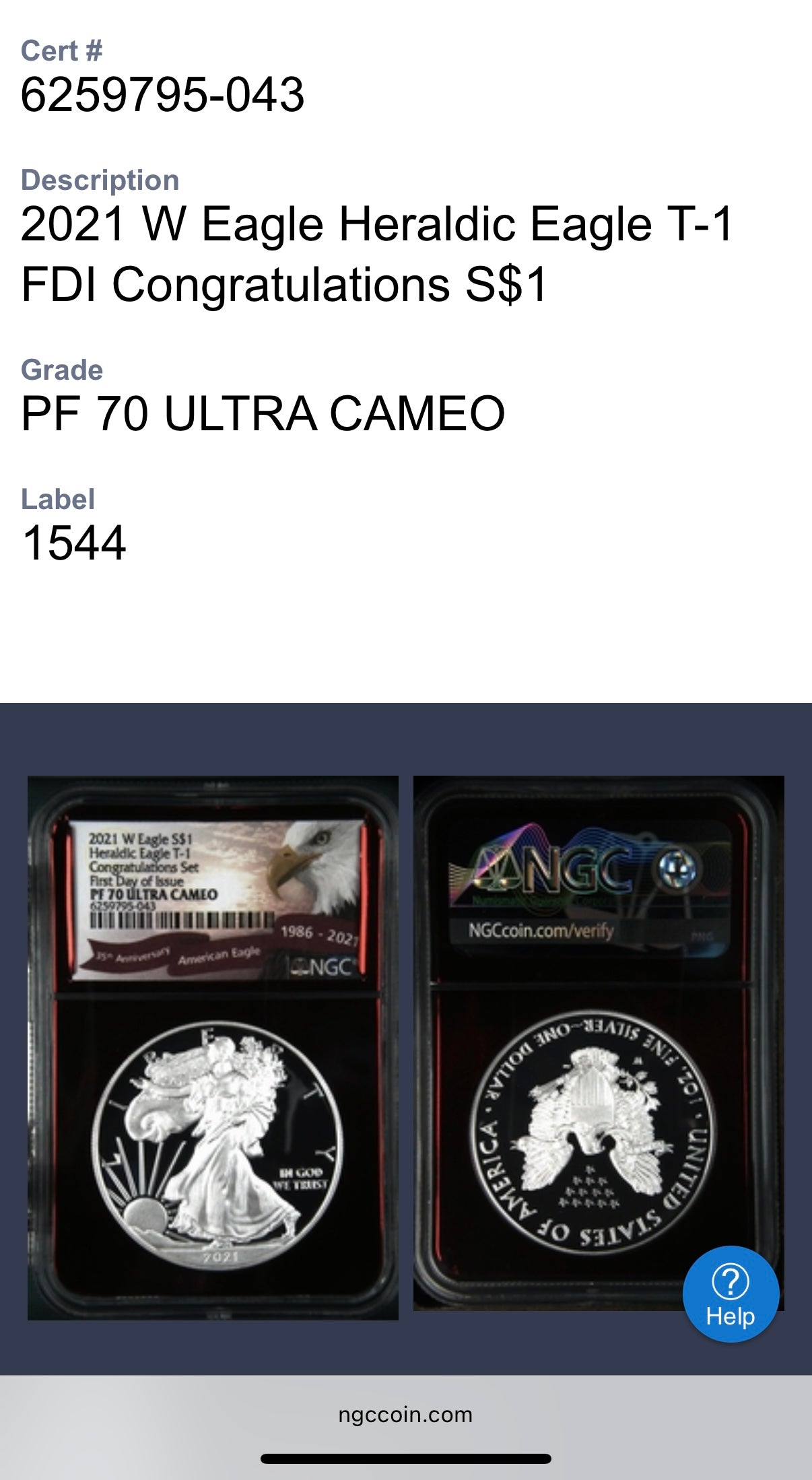 Proof 2021 (W) $1 American Silver Eagle NGC PF70 Type 1 First Releases Congratulations Set Rare Red Foil Holder