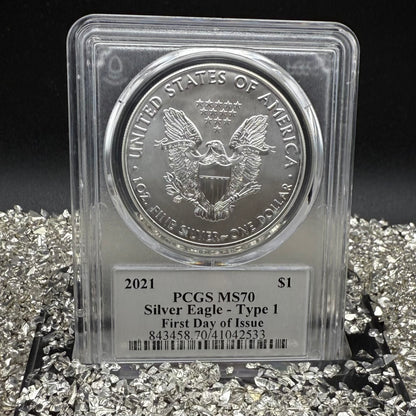 2021 $1 American Silver Eagle PCGS MS70 FDOI T-1 Master Designer Thomas Cleveland Signed Label Mint Condition (1 of 150)