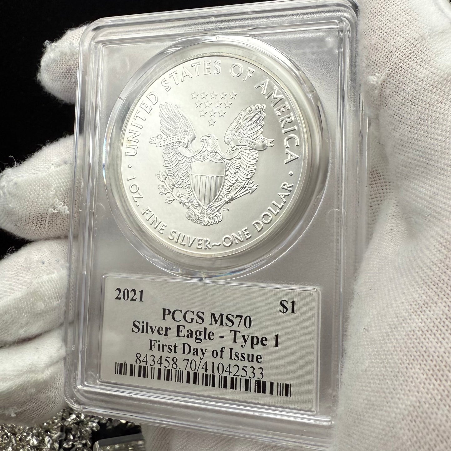 2021 $1 American Silver Eagle PCGS MS70 FDOI T-1 Master Designer Thomas Cleveland Signed Label Mint Condition (1 of 150)