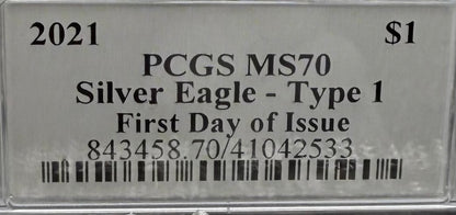 2021 $1 American Silver Eagle PCGS MS70 FDOI T-1 Master Designer Thomas Cleveland Signed Label Mint Condition (1 of 150)