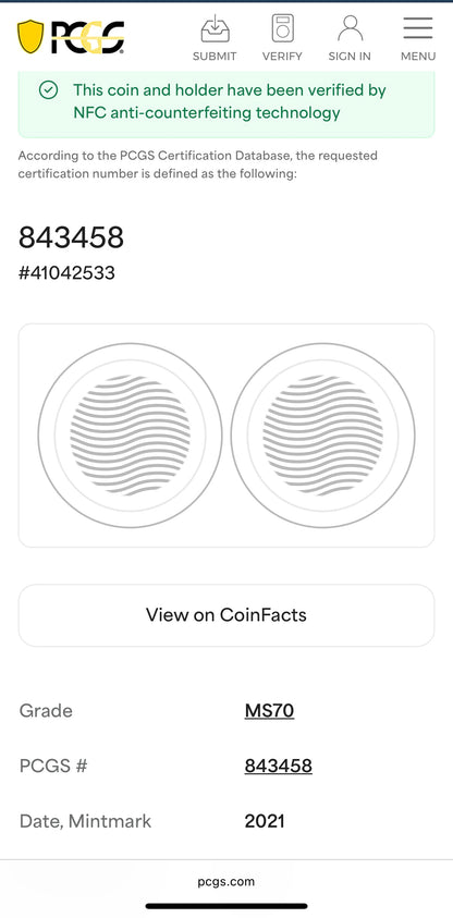 2021 $1 American Silver Eagle PCGS MS70 FDOI T-1 Master Designer Thomas Cleveland Signed Label Mint Condition (1 of 150)