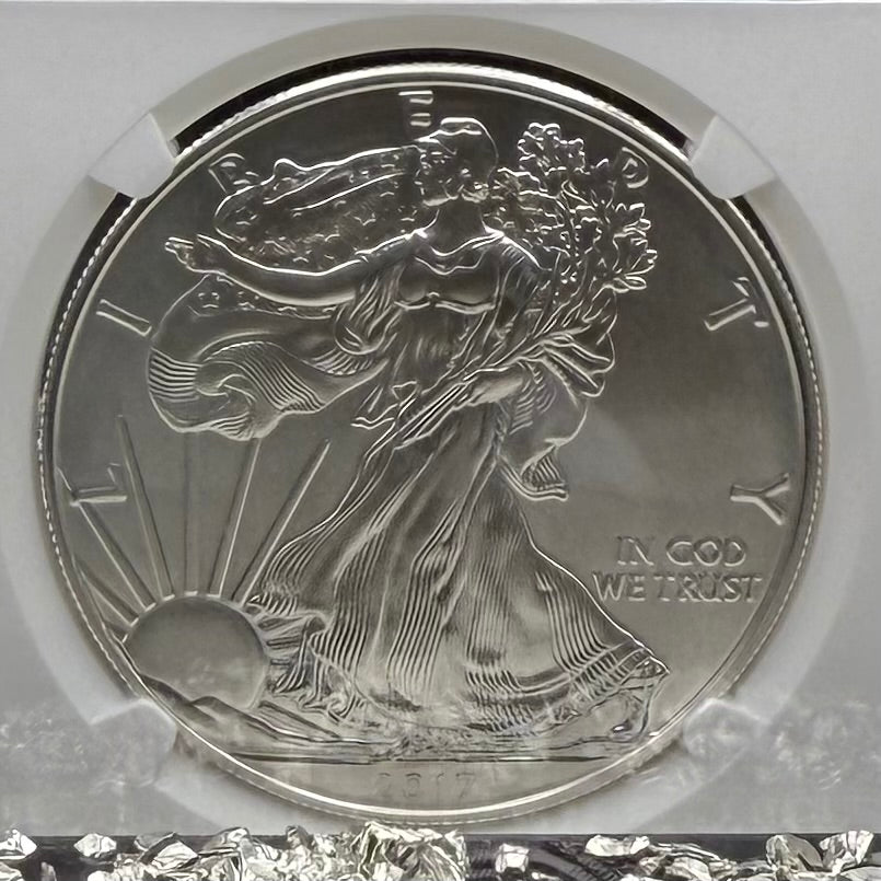 2017 Burnished $1 American Silver Eagle NGC MS70 FDOI  Purple Label Signed by Elizabeth Jones (11th Chief Engraver) Authentic Hand Signed (Rare 1 of 1,324)