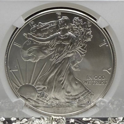 2017 Burnished $1 American Silver Eagle NGC MS70 FDOI  Purple Label Signed by Elizabeth Jones (11th Chief Engraver) Authentic Hand Signed (Rare 1 of 1,324)