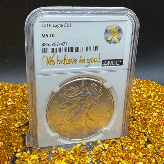 2018 $1 American Silver Eagle NGC MS70 We Believe In You (Rare Label)