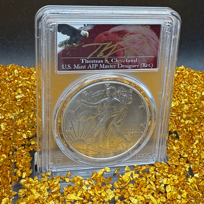2024 $1 American Silver Eagle PCGS MS70 FDOI Eagle Landing Thomas Cleveland Signed Mint (1 of 300)