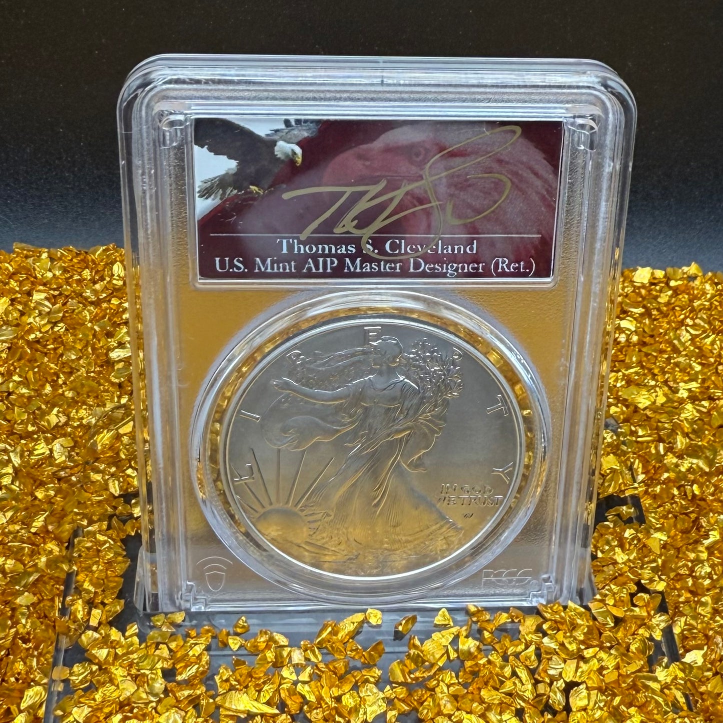 2024 $1 American Silver Eagle PCGS MS70 FDOI Eagle Landing Thomas Cleveland Signed Mint (1 of 300)