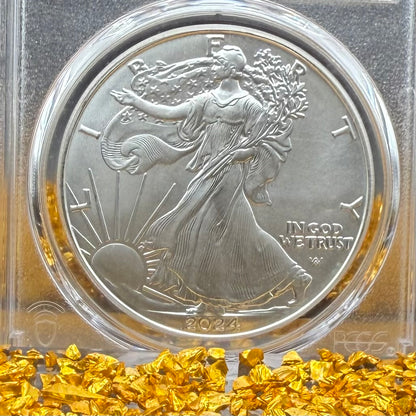 2024 $1 American Silver Eagle PCGS MS70 FDOI Eagle Landing Thomas Cleveland Signed Mint (1 of 300)