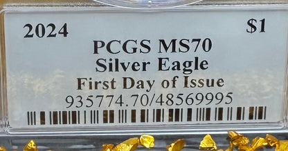 2024 $1 American Silver Eagle PCGS MS70 FDOI Eagle Landing Thomas Cleveland Signed Mint (1 of 300)