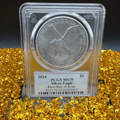 2024 $1 American Silver Eagle PCGS MS70 FDOI Eagle Landing Thomas Cleveland Signed Mint (1 of 300)
