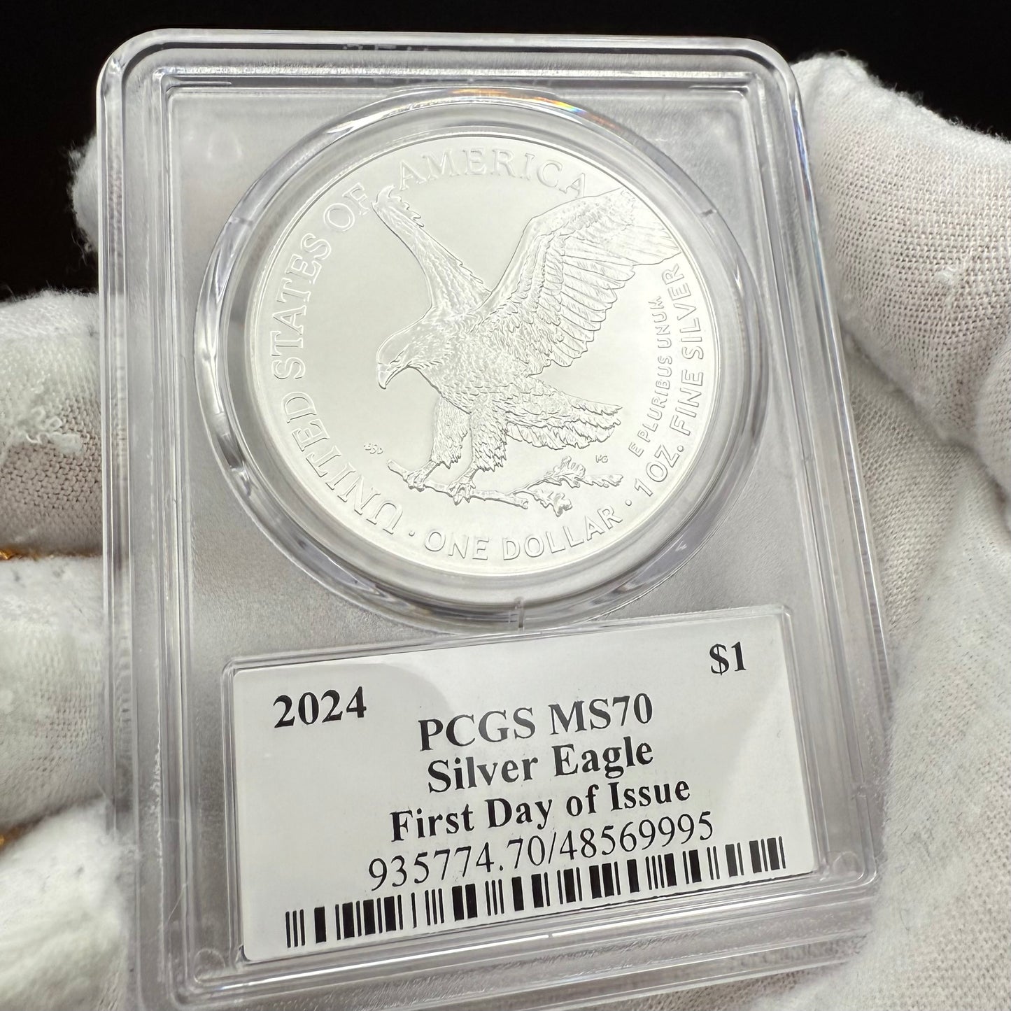 2024 $1 American Silver Eagle PCGS MS70 FDOI Eagle Landing Thomas Cleveland Signed Mint (1 of 300)