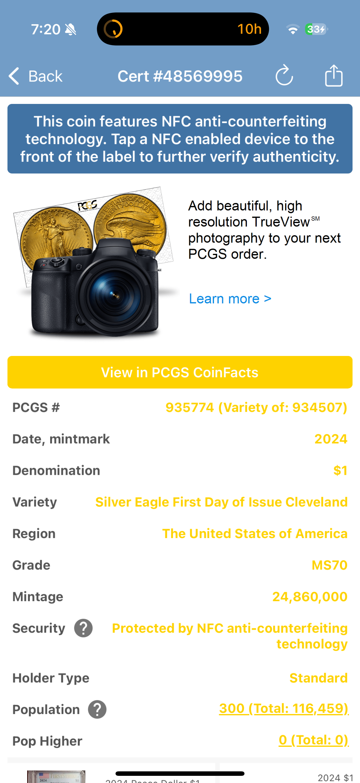 2024 $1 American Silver Eagle PCGS MS70 FDOI Eagle Landing Thomas Cleveland Signed Mint (1 of 300)