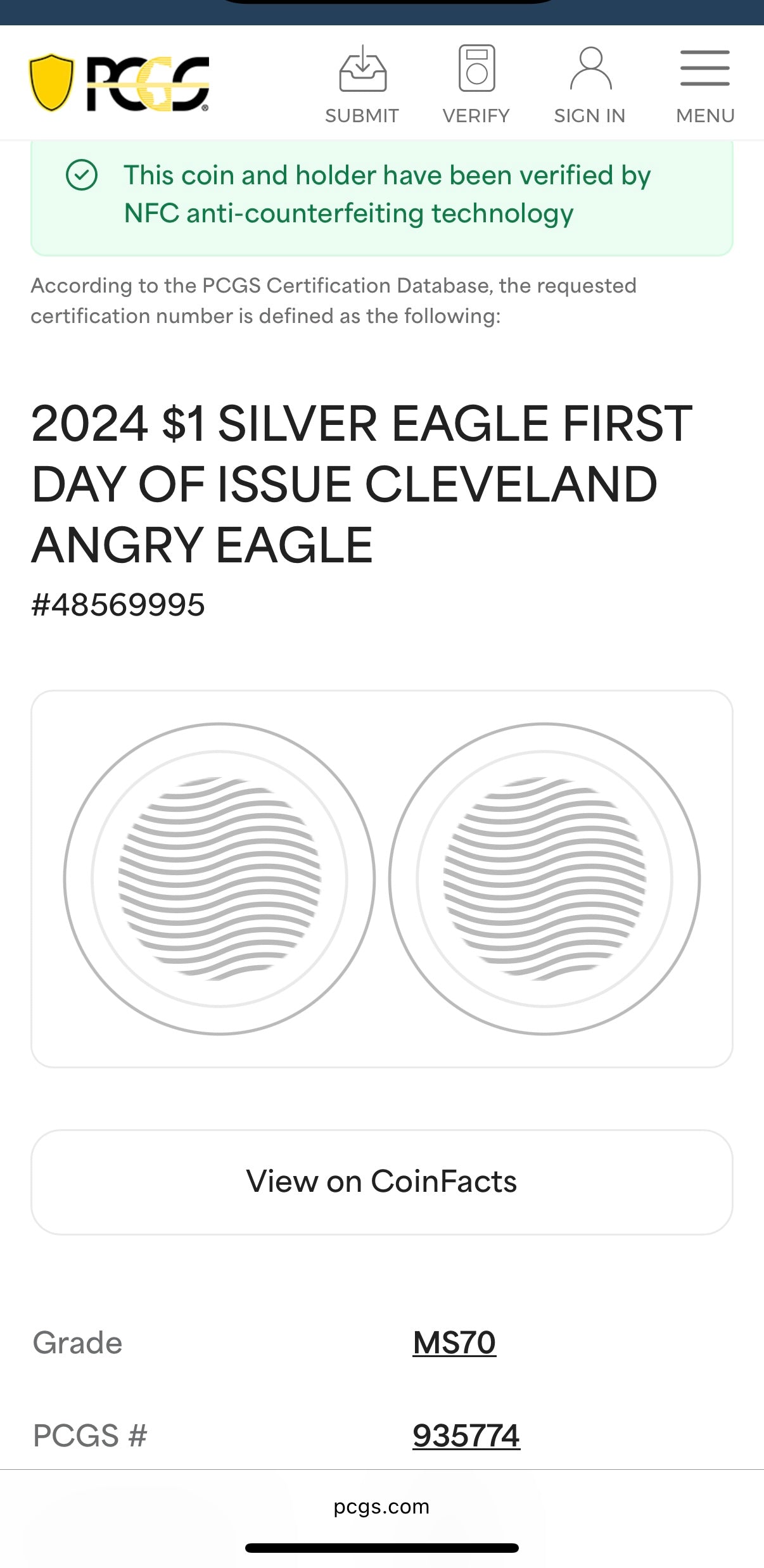 2024 $1 American Silver Eagle PCGS MS70 FDOI Eagle Landing Thomas Cleveland Signed Mint (1 of 300)