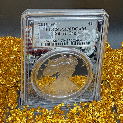 Proof 2019 (W) $1 American Silver Eagle PCGS PR70DCAM West Point Apollo Label (Rare 1 of 82)