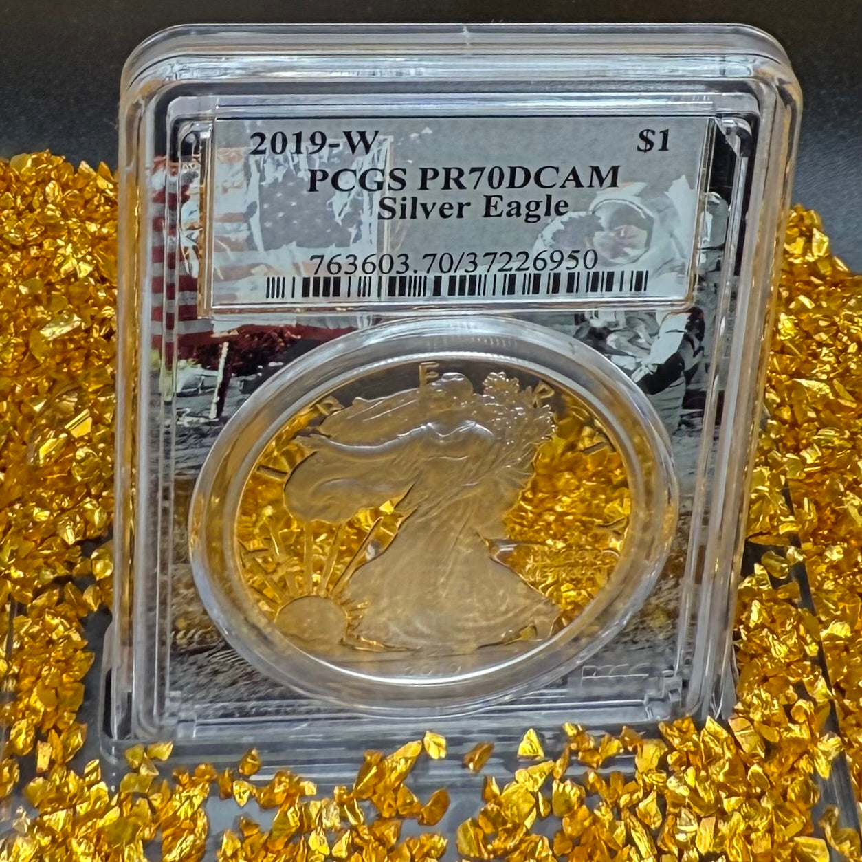 Proof 2019 (W) $1 American Silver Eagle PCGS PR70DCAM West Point Apollo Label (Rare 1 of 82)