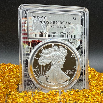 Proof 2019 (W) $1 American Silver Eagle PCGS PR70DCAM West Point Apollo Label (Rare 1 of 82)