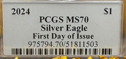 2024 $1 American Silver Eagle PCGS MS70 FDOI Arrows Label Thomas Cleveland Signed (1 of 10)