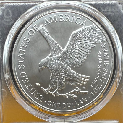 2024 $1 American Silver Eagle PCGS MS70 FDOI Arrows Label Thomas Cleveland Signed (1 of 10)