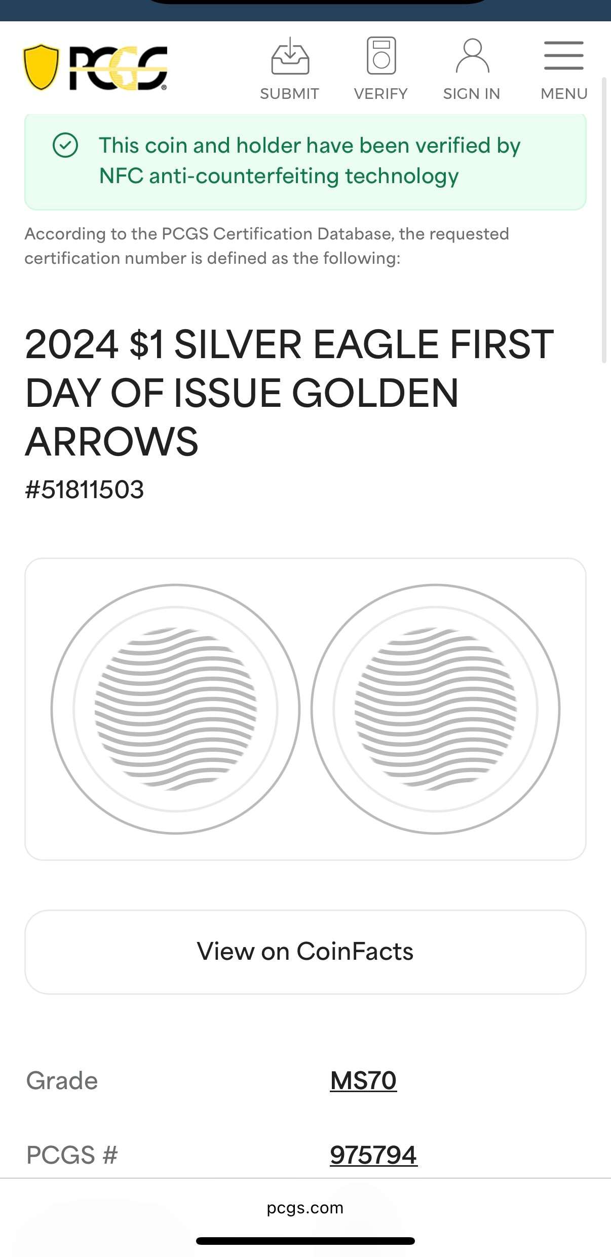 2024 $1 American Silver Eagle PCGS MS70 FDOI Arrows Label Thomas Cleveland Signed (1 of 10)