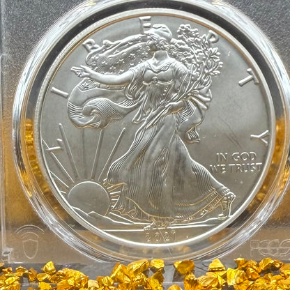 2021 $1 American Silver Eagle PCGS MS70 Type 1 FDOI Thomas Cleveland Signed Torch Label (1 of 550)