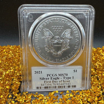 2021 $1 American Silver Eagle PCGS MS70 Type 1 FDOI Thomas Cleveland Signed Torch Label (1 of 550)