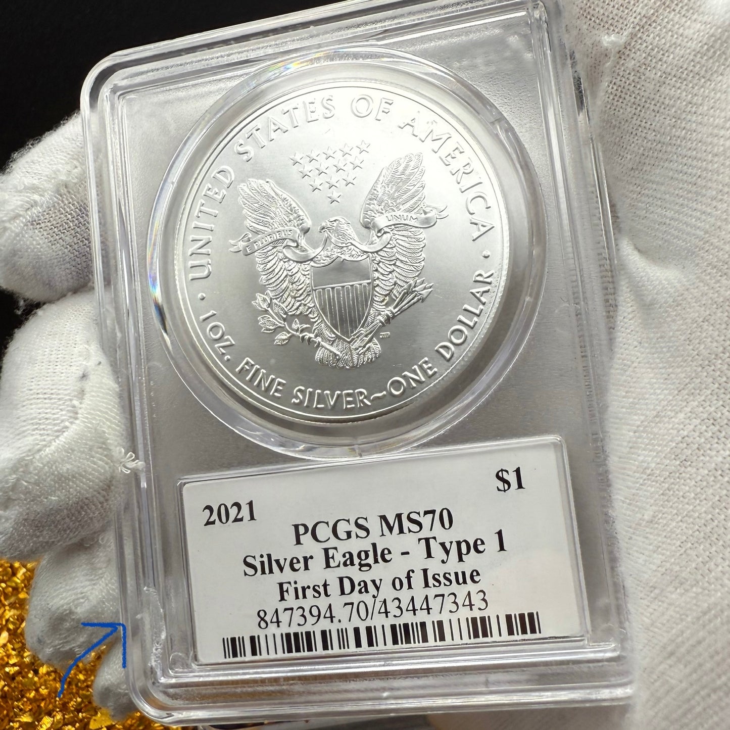 2021 $1 American Silver Eagle PCGS MS70 Type 1 FDOI Thomas Cleveland Signed Torch Label (1 of 550)