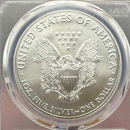 2016 $1 American Silver Eagle PCGS MS70 Business Strike American Flag Label Mint