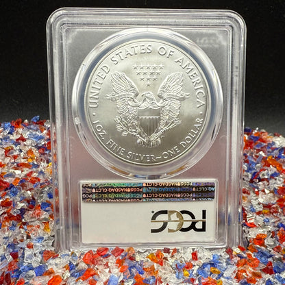 2016 $1 American Silver Eagle PCGS MS70 Business Strike American Flag Label Mint