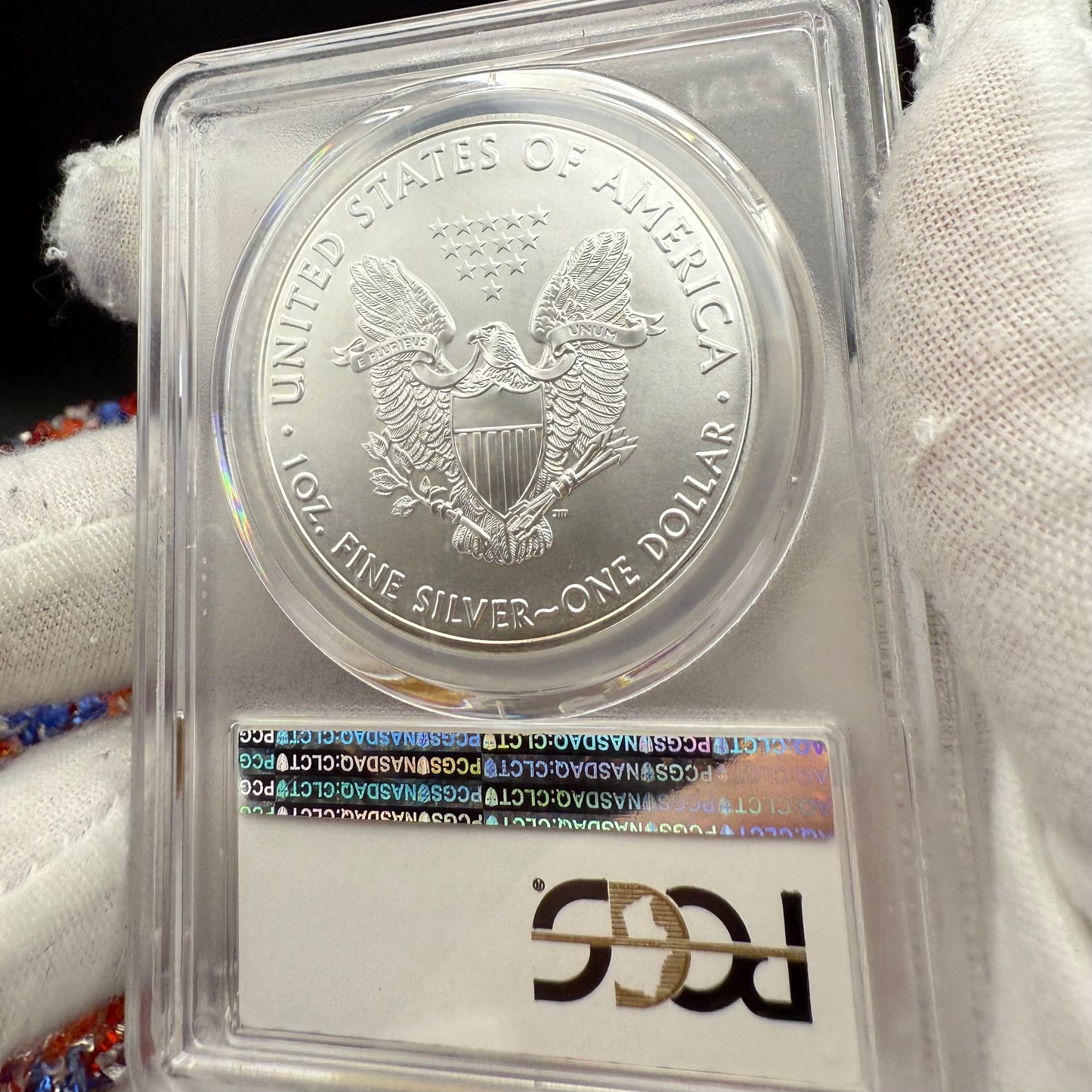 2016 $1 American Silver Eagle PCGS MS70 Business Strike American Flag Label Mint