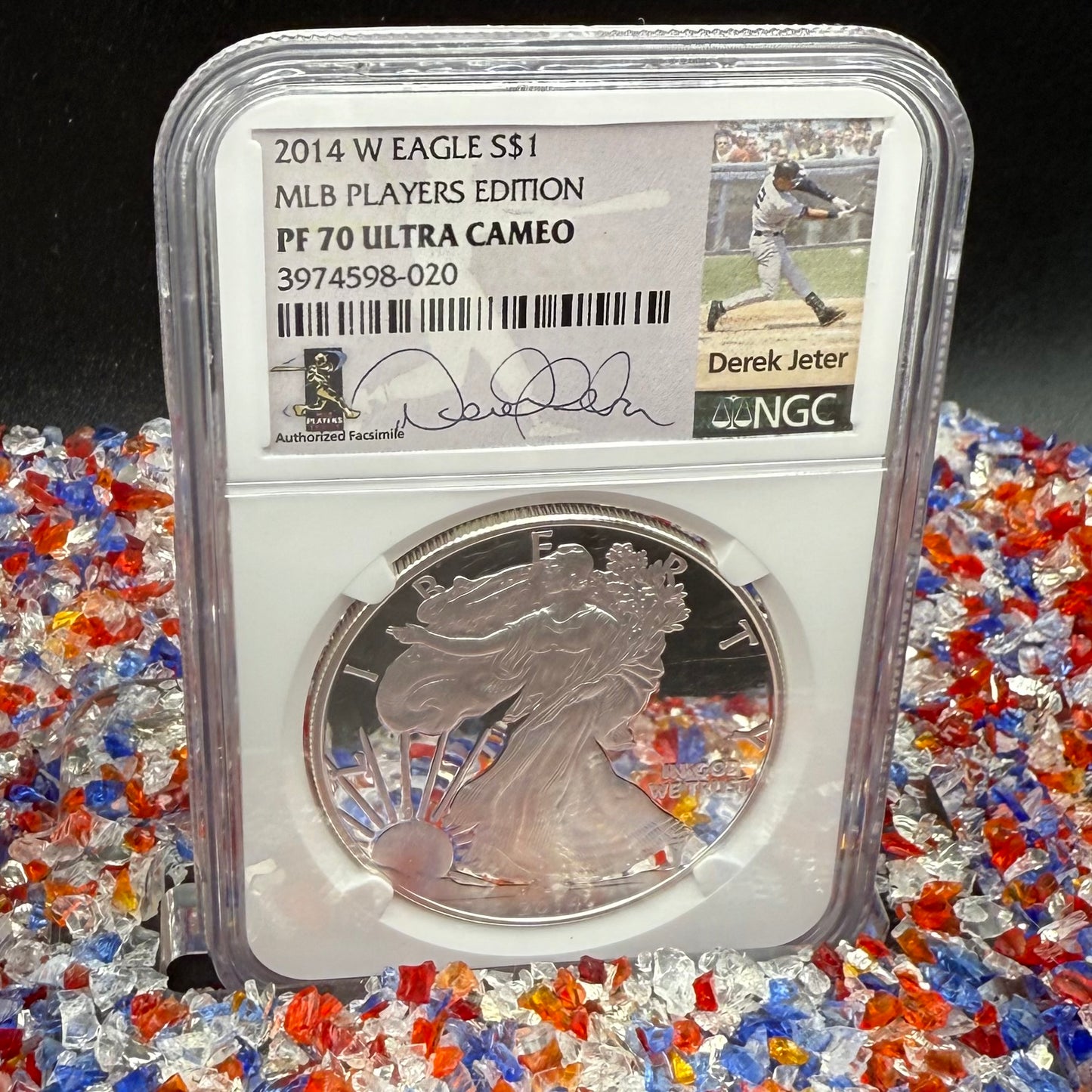 Proof 2014 (W) $1 American Silver Eagle NGC PF70UC Rare MLB Players Edition - Derek Jeter Signed (Limited Edition)