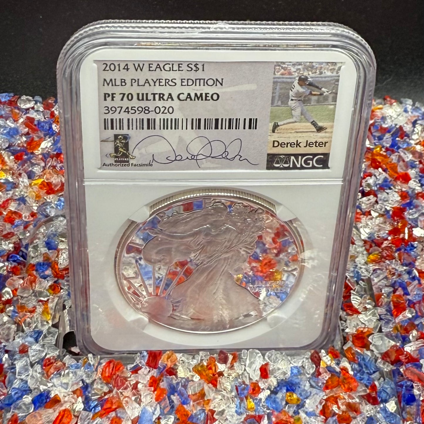 Proof 2014 (W) $1 American Silver Eagle NGC PF70UC Rare MLB Players Edition - Derek Jeter Signed (Limited Edition)