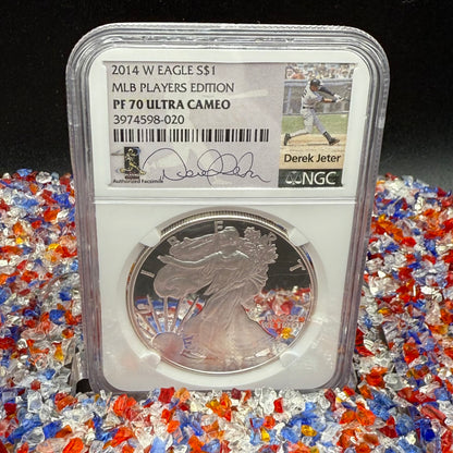 Proof 2014 (W) $1 American Silver Eagle NGC PF70UC Rare MLB Players Edition - Derek Jeter Signed (Limited Edition)