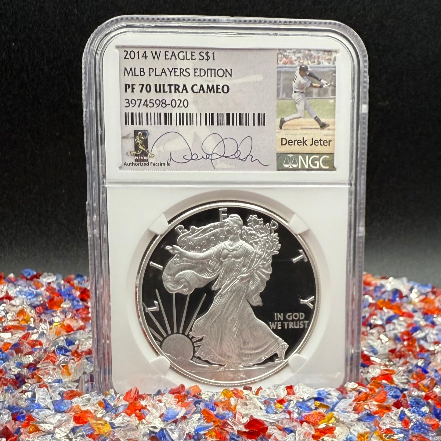 Proof 2014 (W) $1 American Silver Eagle NGC PF70UC Rare MLB Players Edition - Derek Jeter Signed (Limited Edition)