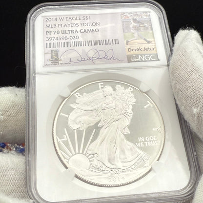 Proof 2014 (W) $1 American Silver Eagle NGC PF70UC Rare MLB Players Edition - Derek Jeter Signed (Limited Edition)