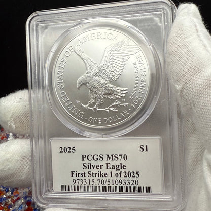 2025 $1 American Silver Eagle PCGS MS70 First Strike, John Dannreuther Signed 1 of 2025 Mint