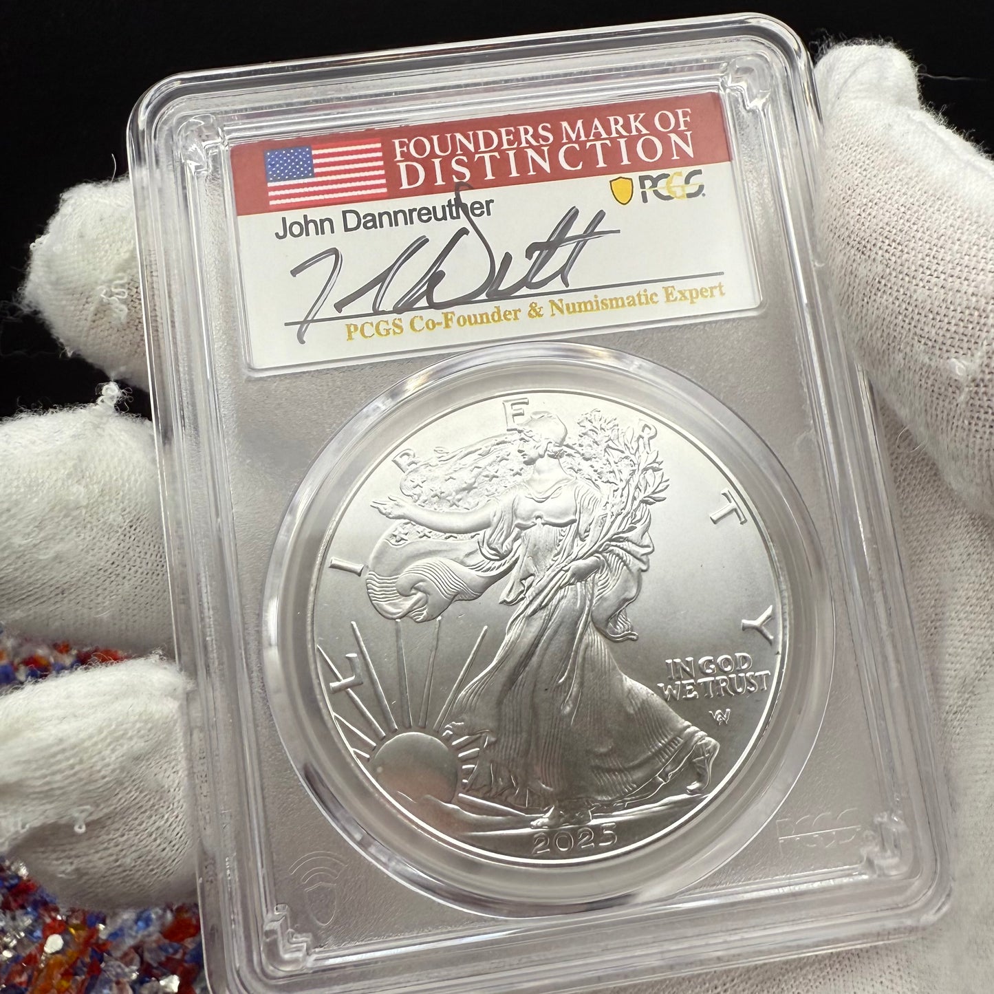 2025 $1 American Silver Eagle PCGS MS70 First Strike, John Dannreuther Signed 1 of 2025 Mint