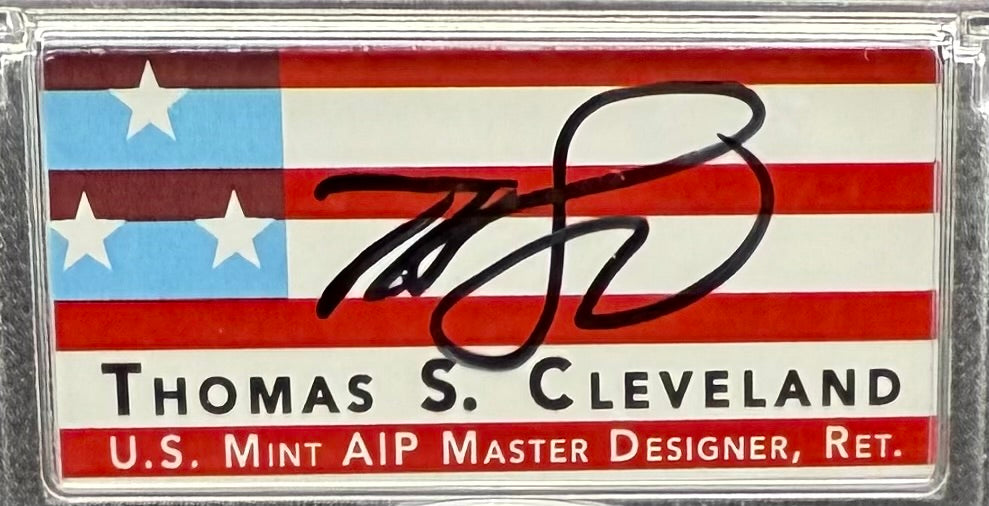 2022 $1 American Silver Eagle PCGS MS70 FDOI Thomas Cleveland Signed American Flag Label Mint (1 of 435)